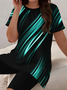 Women Abstract Printing Two-Piece Set Daily Short Sleeve Casual Summer Top With Pants Matching Set