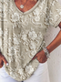 Women Floral Short Sleeve Tee T-shirt V Neck Printing Casual Summer Graphic Tee Top