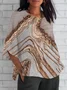 Women Geometric Short Sleeve Tee T-shirt V Neck Printing Vintage Summer Top