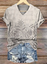 Women Floral Short Sleeve Tee T-shirt V Neck Printing Casual Summer Graphic Tee Top