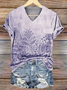Women Floral Short Sleeve Tee T-shirt V Neck Printing Casual Summer Graphic Tee Top