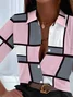 Women Plaid Short Sleeve Shirt Summer Printing Shirt Collar Daily Casual Top