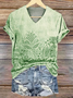 Women Floral Short Sleeve Tee T-shirt V Neck Printing Casual Summer Graphic Tee Top