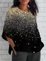 Women Geometric Short Sleeve Tee T-shirt V Neck Printing Vintage Summer Top
