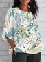 Women Geometric Short Sleeve Tee T-shirt V Neck Printing Vintage Summer Top