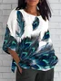 Women Geometric Short Sleeve Tee T-shirt V Neck Printing Vintage Summer Top
