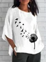 Women Geometric Short Sleeve Tee T-shirt V Neck Printing Vintage Summer Top