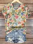 Women Floral Short Sleeve Tee T-shirt V Neck Printing Casual Summer Graphic Tee Top