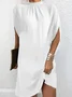 Women Geometric Short Sleeve Summer Printing Dress Crew Neck Dolman Sleeve Daily Vintage Midi Tank A-Line Dress