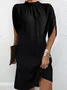 Women Geometric Short Sleeve Summer Printing Dress Crew Neck Dolman Sleeve Daily Vintage Midi Tank A-Line Dress