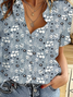 Women Floral Short Sleeve Shirt Summer Printing Shirt Collar Daily Casual Top