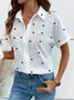 Women Heart/Cordate Short Sleeve Shirt Summer Printing Shirt Collar Daily Casual Top