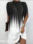 Women Geometric Short Sleeve Summer Printing Dress Crew Neck Dolman Sleeve Daily Vintage Midi Tank A-Line Dress