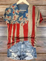 Women Floral Short Sleeve Tee T-shirt V Neck Printing Casual Summer Graphic Tee Top