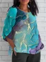 Women Geometric Short Sleeve Tee T-shirt V Neck Printing Vintage Summer Top