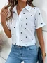 Women Heart/Cordate Short Sleeve Shirt Summer Printing Shirt Collar Daily Casual Top