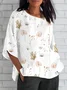 Women Geometric Short Sleeve Tee T-shirt V Neck Printing Vintage Summer Top