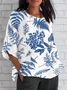 Women Geometric Short Sleeve Tee T-shirt V Neck Printing Vintage Summer Top