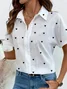 Women Heart/Cordate Short Sleeve Shirt Summer Printing Shirt Collar Daily Casual Top