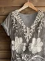 Women Floral Short Sleeve Tee T-shirt V Neck Printing Casual Summer Graphic Tee Top