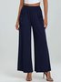Women Plain Long Elastic Waist Pants Casual Spring/Fall Trousers