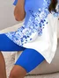 Women Floral Printing Two-Piece Set Daily Short Sleeve Casual Summer Top With Pants Matching Set