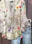 Women Floral Half Sleeve Shirt Summer Printing V Neck Daily Casual Top