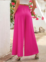 Women Plain Long Elastic Waist Pants Casual Spring/Fall Trousers