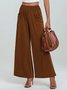 Women Plain Long Elastic Waist Pants Casual Spring/Fall Trousers