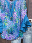 Women Floral Half Sleeve Shirt Summer Printing V Neck Daily Casual Top