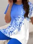 Women Floral Printing Two-Piece Set Daily Short Sleeve Casual Summer Top With Pants Matching Set