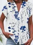 Women's Short Sleeve Shirt Summer Floral Printing V Neck Daily Going Out Casual Top