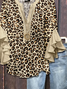 Women Leopard Half Sleeve Shirt Summer Printing V Neck Daily Casual Top