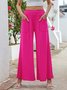 Women Plain Long Elastic Waist Pants Casual Spring/Fall Trousers