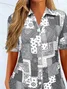 Women Paisley Short Sleeve Shirt Summer Printing Shirt Collar Daily Casual Top