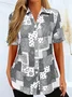 Women Paisley Short Sleeve Shirt Summer Printing Shirt Collar Daily Casual Top