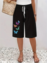 Women Butterfly Fifth Pants Pants Casual Summer Trousers
