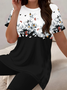 Women Floral Printing Two-Piece Set Daily Short Sleeve Casual Summer Top With Pants Matching Set
