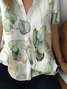 Women Floral Short Sleeve Shirt Summer Printing Shirt Collar Daily Casual Top