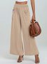 Women Plain Long Elastic Waist Pants Casual Spring/Fall Trousers