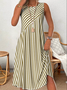 Women's Striped Sleeveless Summer Dress Crew Neck Daily Casual Midi Tank A-Line Dress