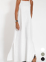 Women Plain Sleeveless Summer Split Joint Dress Crew Neck Daily Vintage Maxi Tank A-Line Dress