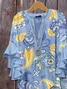 Women Floral Half Sleeve Shirt Summer Printing V Neck Daily Casual Top