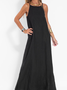 Women Plain Sleeveless Summer Split Joint Dress Crew Neck Daily Vintage Maxi Tank A-Line Dress