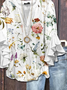 Women Floral Half Sleeve Shirt Summer Printing V Neck Daily Casual Top