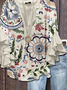 Women Floral Half Sleeve Shirt Summer Printing V Neck Daily Casual Top