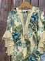Women Floral Half Sleeve Shirt Summer Printing V Neck Daily Casual Top