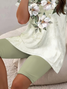 Women Floral Printing Two-Piece Set Daily Short Sleeve Casual Summer Top With Pants Matching Set