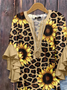 Women Leopard Half Sleeve Shirt Summer Printing V Neck Daily Casual Top