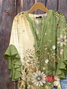 Women Floral Half Sleeve Shirt Summer Printing V Neck Daily Casual Top